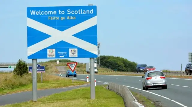 Scotland-England border sign