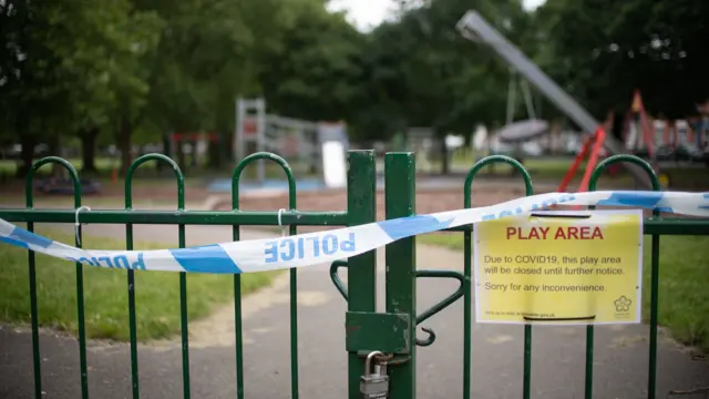 Police cordon around a park