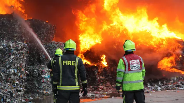 Firefighters at the fire