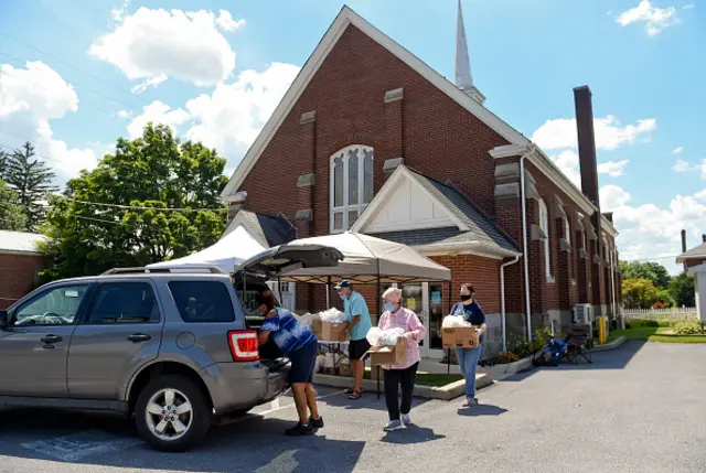 A church in Pennsylvania collects and distributes food for people