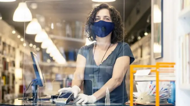 Person working in a mask