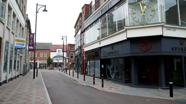 Empty streets in Leicester