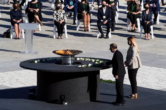 Director general of the WHO Tedros Adhanom (L) attend the State tribute to the victims of the coronavirus at the Royal Palace  in Madrid, Spain