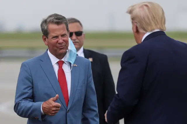 Georgia Governor Brian Kemp pictured with President Trump