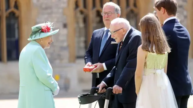 Sir Tom was joined by his family at the special ceremony