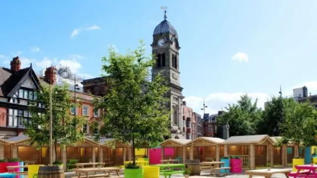 Design for eating area in Derby Market Place