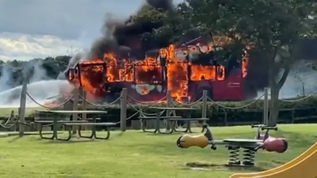 Burning bus