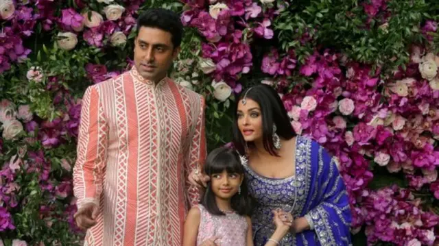 Indian film actor Abhishek Bachchan, his wife Aishwarya Rai and their daughter Aaradhya.