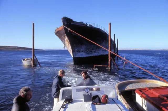 SS Great Britain being towed, in 1970