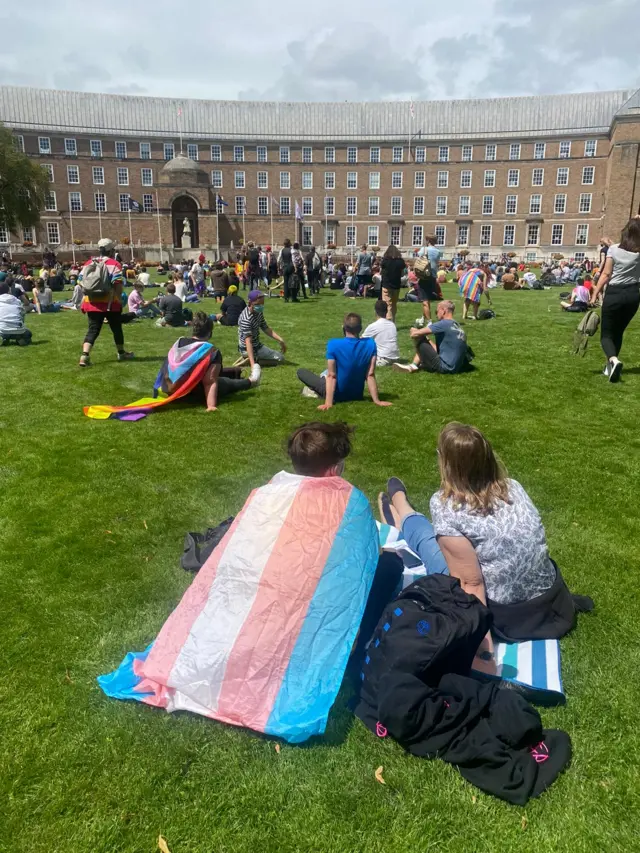 Around 400 protesters gathered in Bristol to call for equal rights for trans people