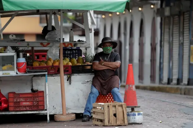 A fruit vendor in Panama City