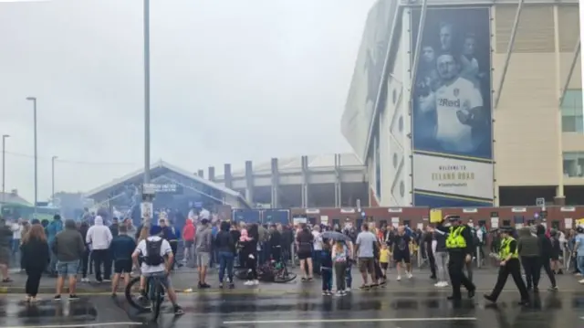 Fans outside Elland Road