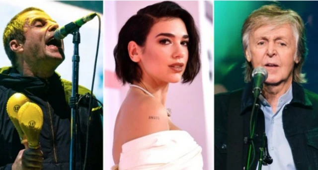 Liam Gallagher, Dua Lipa and Sir Paul McCartney