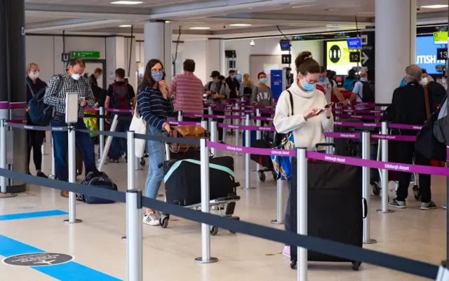 Travellers at Edinburgh Airport