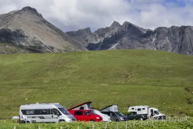 Cars parked in Skye