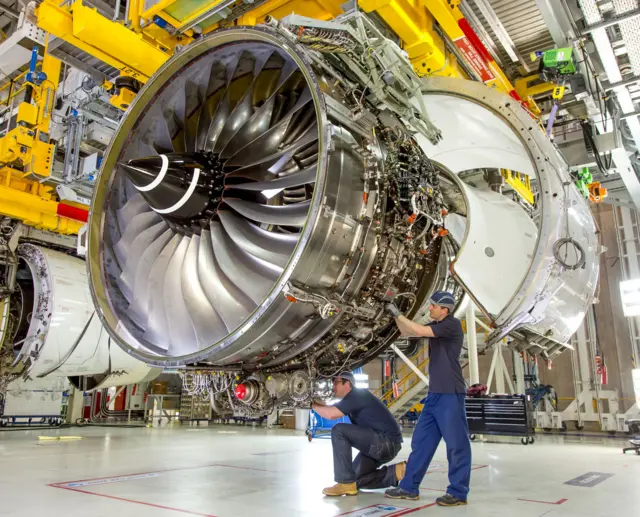 Workers at a Rolls-Royce factory