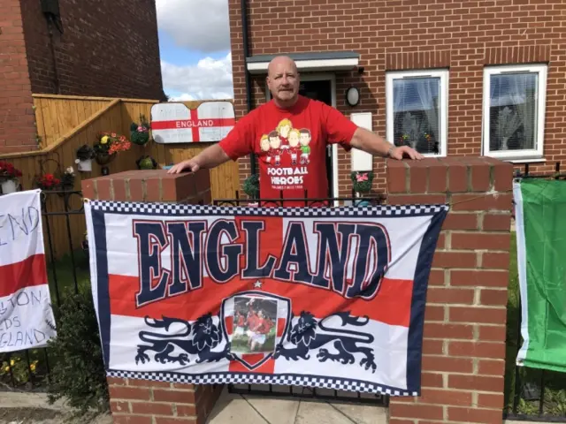 man with England flag