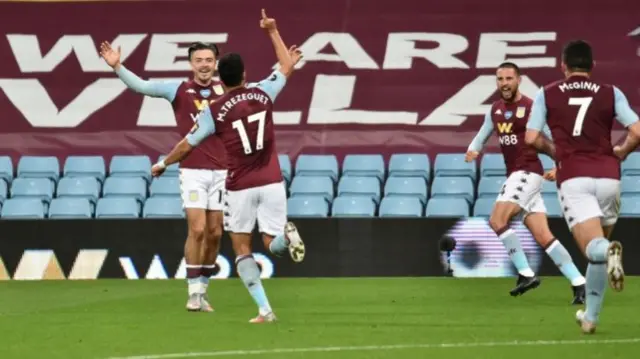 Villa celebrate the goal