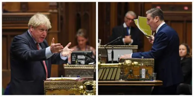 Boris Johnson and Sir Keir Starmer at last week's PMQs