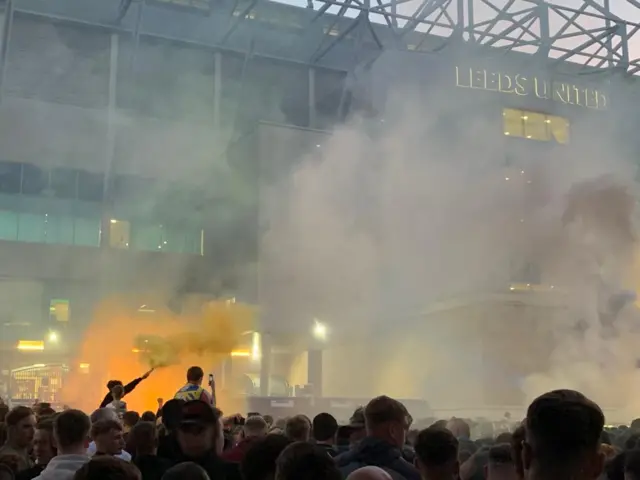 Fans outside Elland Road