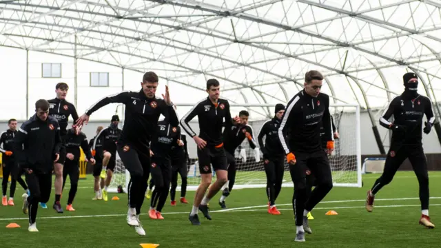 Dundee United players in training