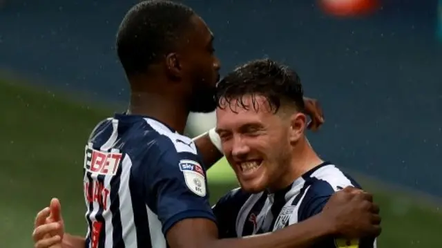 West Brom players celebrating a goal