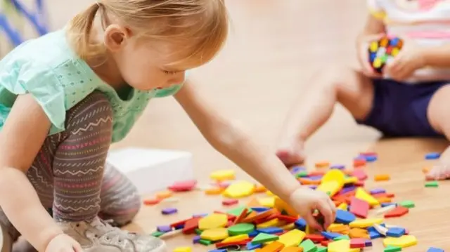 Children playing with blocks