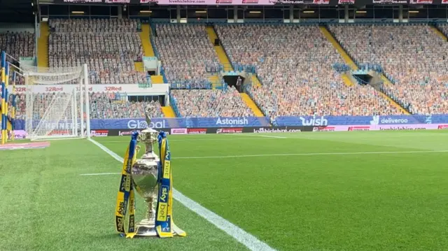 EFL Championship trophy at Elland Road