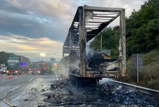 Burnt lorry