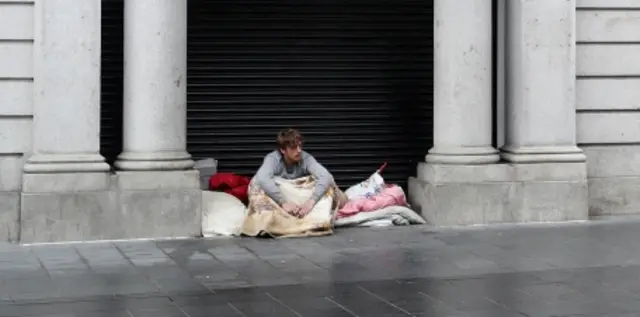 A homeless person on the street