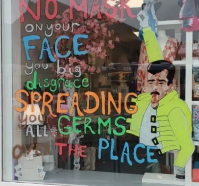 Freddy Mercury drawing on shop window