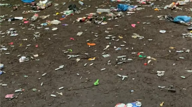 Litter left after rave near Lichfield