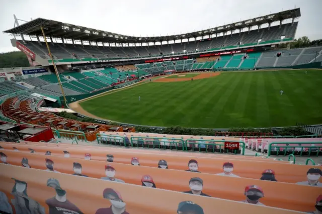 An empty baseball stadium in South Korea