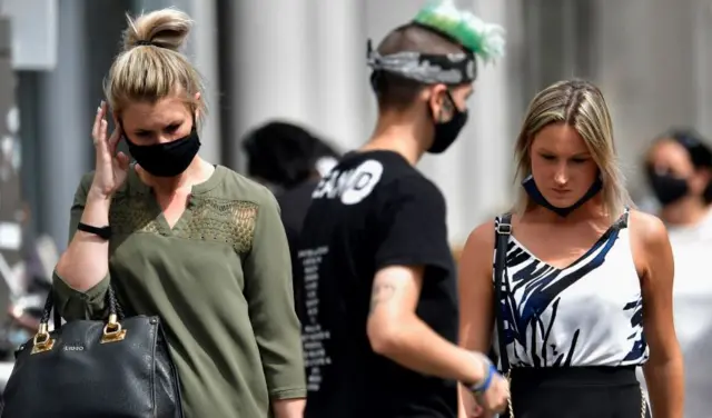 Young people in street in Antwerp, 27 Jul 20