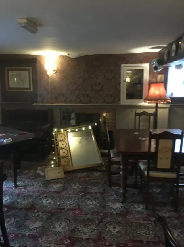 Damage inside of the pub