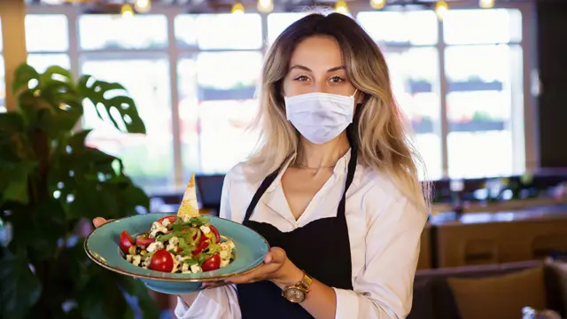 Waitress with mask