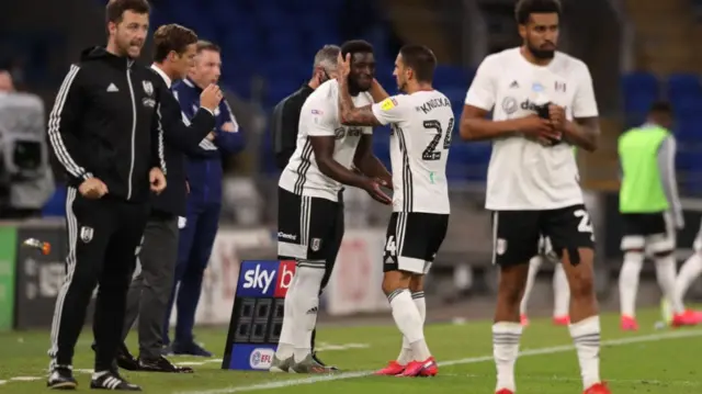Aboubakar Kamara of Fulham substitutes Anthony Knockaert