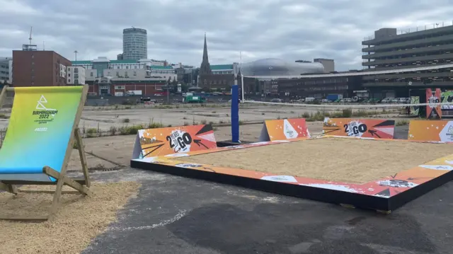 Deckhair and volleyball court on the site