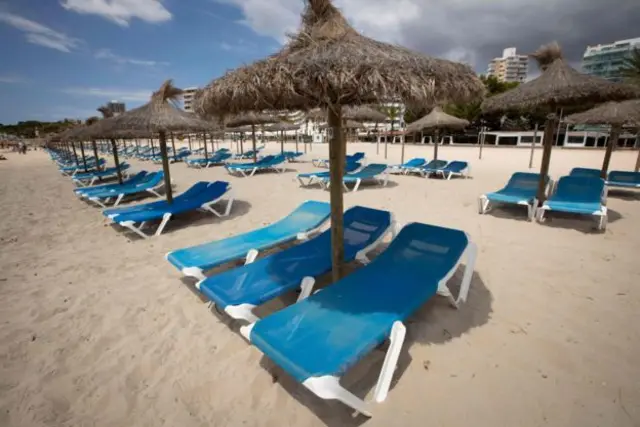 Sunbeds on a beach