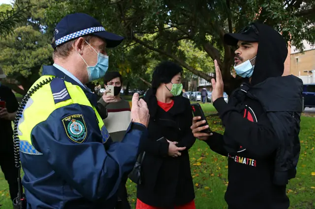 Police speak to rally organiser