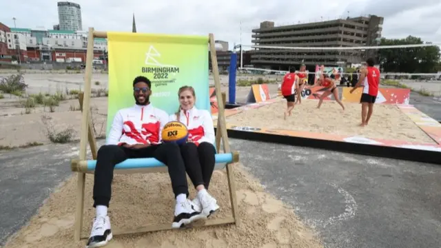 Team England"s Jamal Anderson and Georgia Jones at Smithfield, Birmingham City Centre