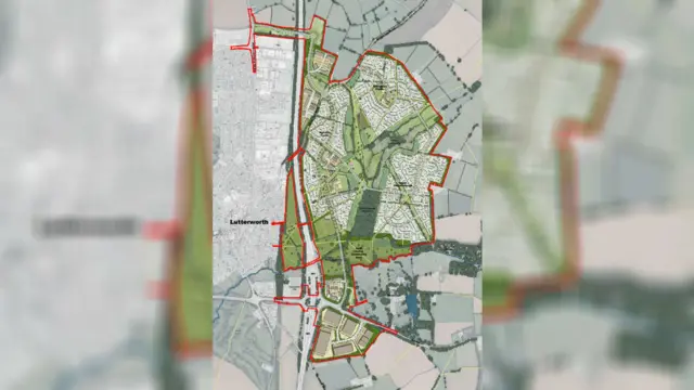 Map of Lutterworth East Strategic Development Area (SDA)