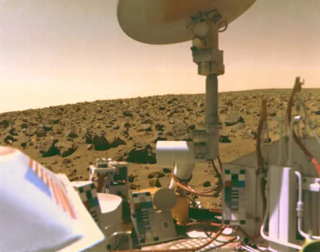 A picture taken by the Viking 2 lander on Mars