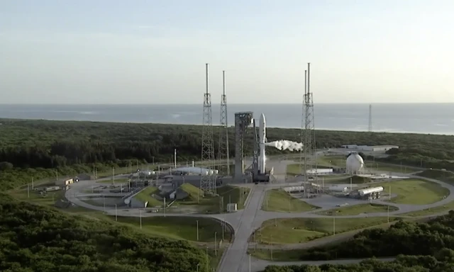 Rover and rocket on launch pad