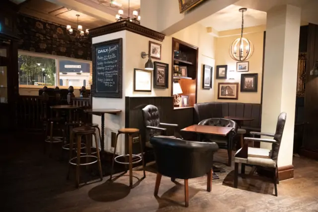 The inside of a pub in Wales