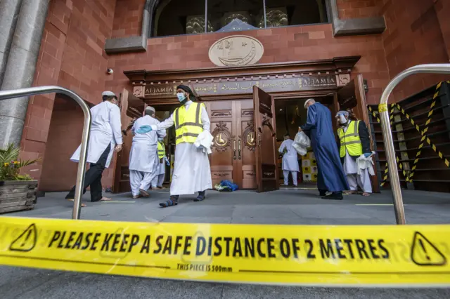 Muslims at the Bradford Grand Mosque