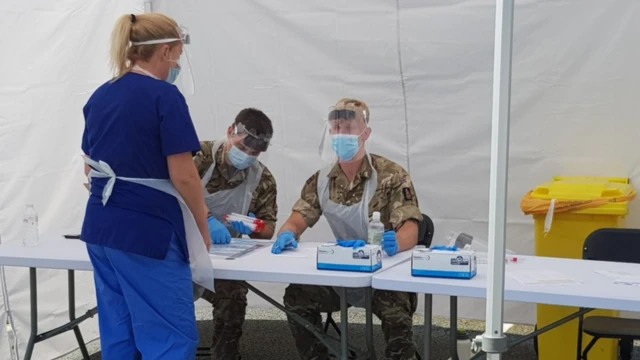 About 400 people were testing on the first day in mobile units in Wrexham