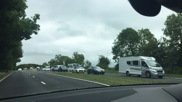 traffic on the A303 towards Dorset as lockdown restrictions eased on Saturday.