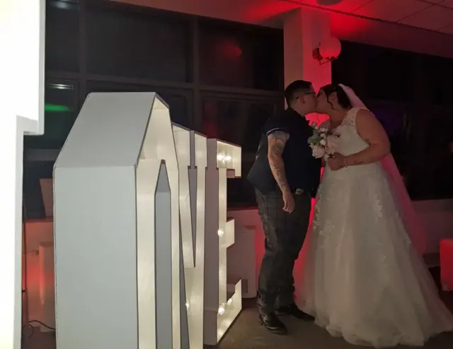 Louise Arnold-Wilson (left) and Jennifer (right) marry at Runcorn Town Hall Registry Office