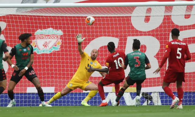 Sadio Mane scores for Liverpool against Aston Villa